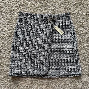 NWT Max Studio Tweed Mini Skirt Bouclé Black Cream Chic Preppy Parisian Small